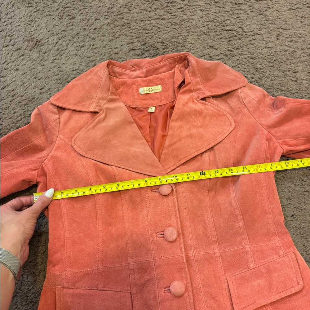 Wilsons Leather Suede Salmon Coat Jacket Blazer Pink Size S Small - Picture 4 of 8